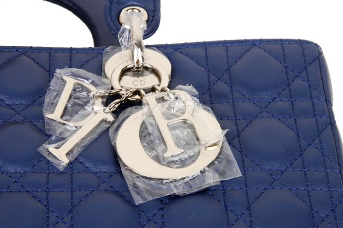 replica jumbo lady dior lambskin leather bag 6322 royablue with silver hardware